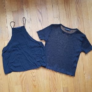BUNDLE of Brandy Melville Women's Sheer and Tank Crop Tops Y2K 90s